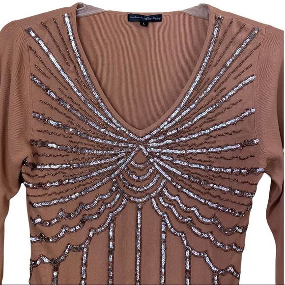 Pierri New York Sequins V-Neck Sweater Size Large - Picture 2 of 6